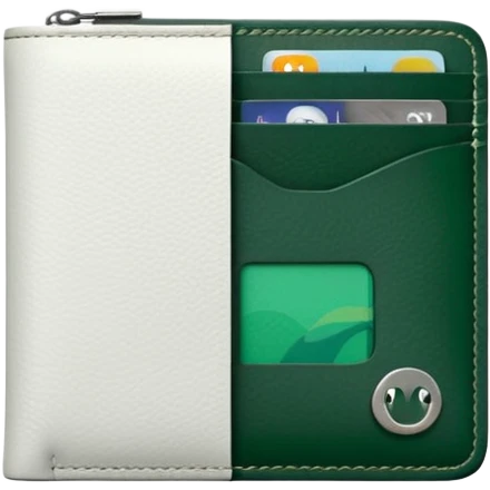 white men's wallet with dark green details, minimalist design emoji