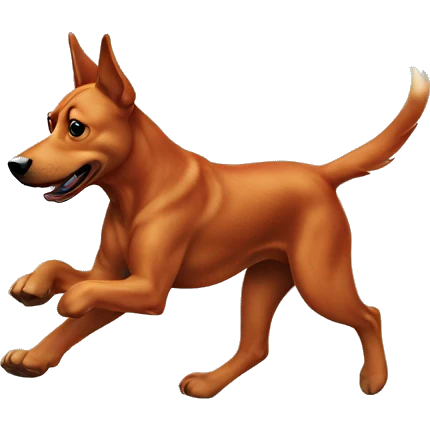 realistic solid red dog with pointed ears running emoji
