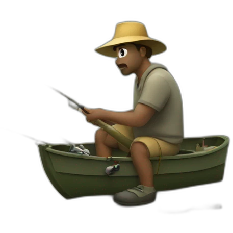 Guy fishing with a fishing Road emoji