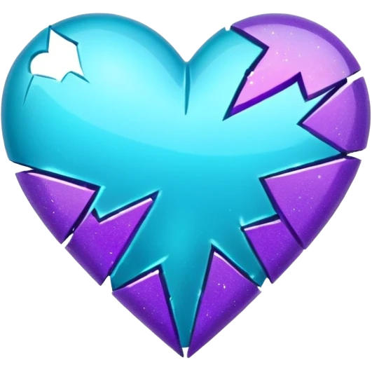 glitter cian and purple broken heart emoji