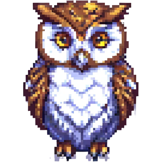 an owl, pixel art style emoji