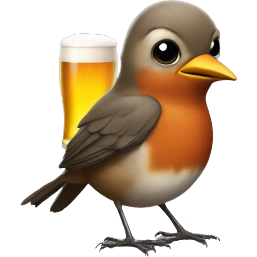 robin holding a beer emoji