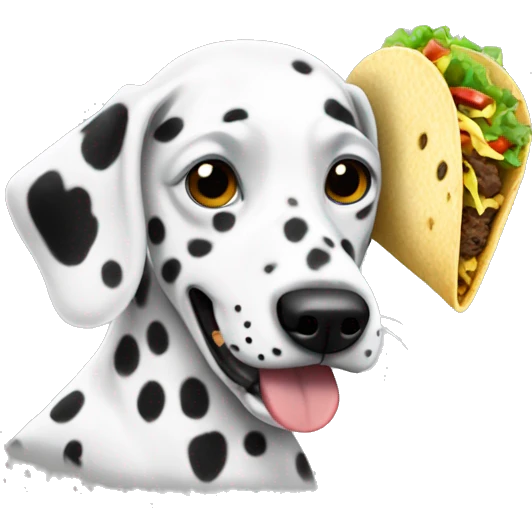 A Dalmatian eating a taco emoji