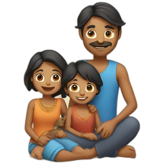 indian family with one son and one daughter and a dog emoji