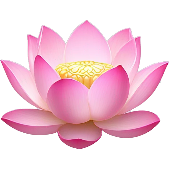Lotus "A radiant pastel pink lotus flower floating on a soft, glowing surface, with shimmering petals and sparkling water droplets around it." emoji