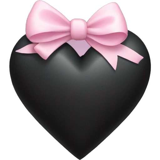 Black heart with light pink bow emoji