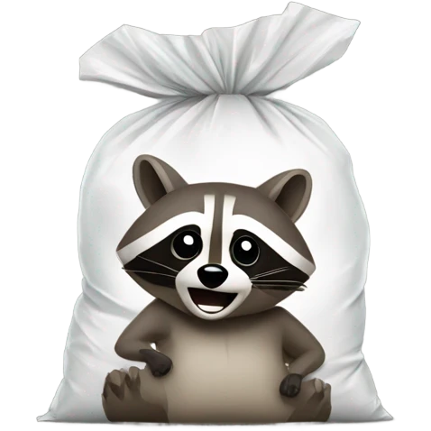 Raccoon with a big plastic bag emoji
