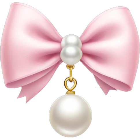 light pink bow with a pearl charm emoji