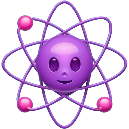 minimalistic atom, neon purple (#8B5CF6) and cyan (#00E0FF), representing Atom team creativity and innovation, clean tech design, no face, 1:1 aspect ratio emoji