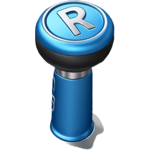 blue car gear shift stick with R for reverse highlighted emoji