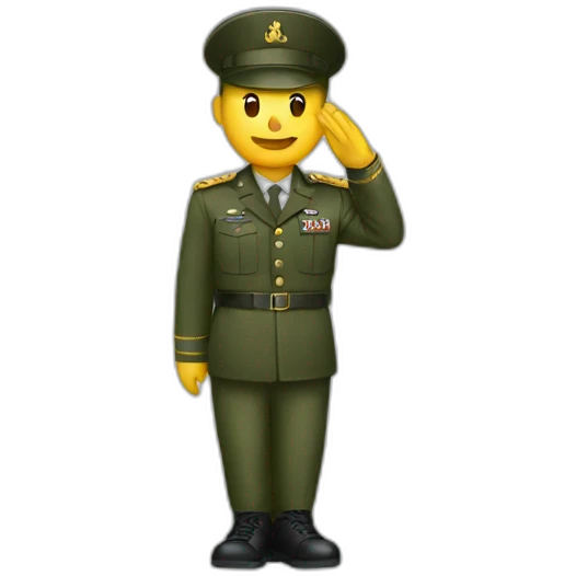 Emoji that do military salute with a military cassette emoji