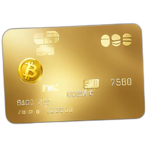 golden creditcard with bitcoin logo emoji