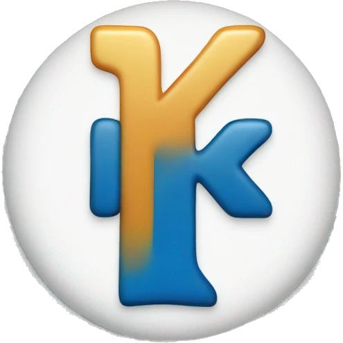 Create a circle with capital k letter in blue colour.  Background of k should be black emoji