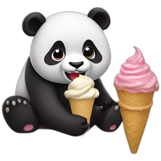 Panda eating ice cream emoji