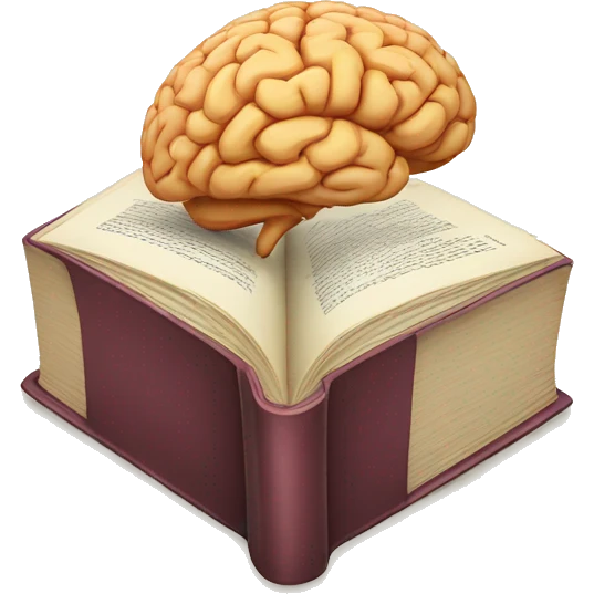 A book opens with a brain drawn inside emoji