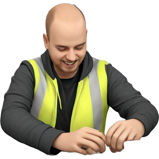 smiling man in convenience store emoji