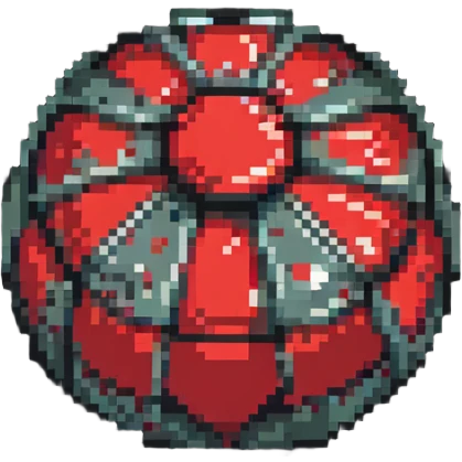 Red digital bomb, round bomb body with red highlights and details, no timer, fierce design, pixel art style emoji