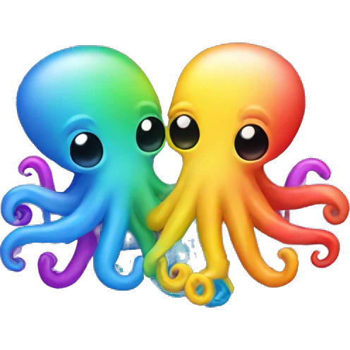 Two rainbow octopi  emoji