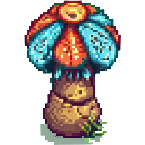 pixel art of a poisonous mushroom, vibrant colors, simple background emoji