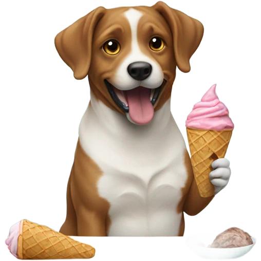 Dog eating ice cream emoji
