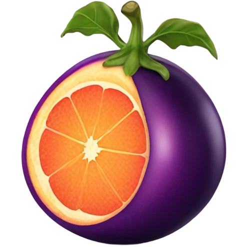 Grapefruit wrapped around an eggplant  emoji