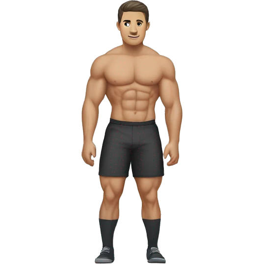 Men , body , body build, muscles , color white , socks long emoji