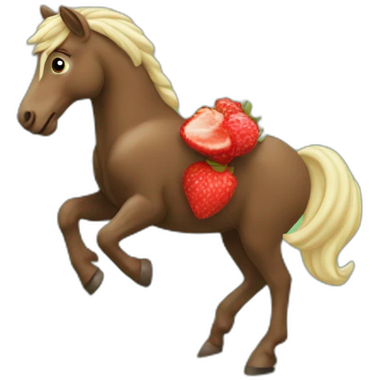 Fraise sur un chevale qui dit tagadaa emoji
