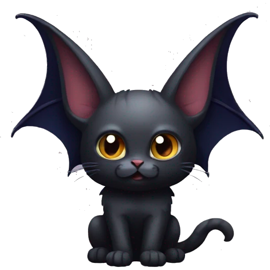 Black-Vampire-Batty-Cat-Fakémon-Cat With Bat-wings as ears  emoji