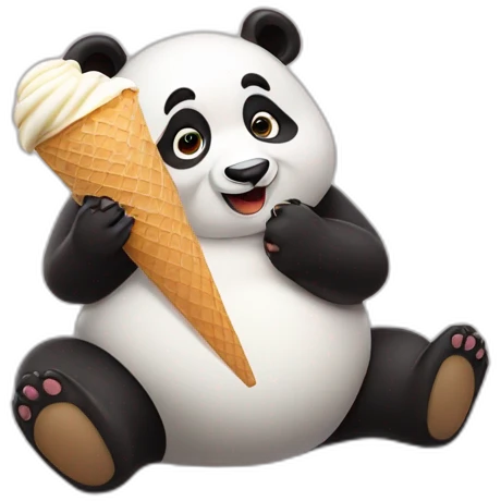 Chubby Panda eating ice cream  emoji
