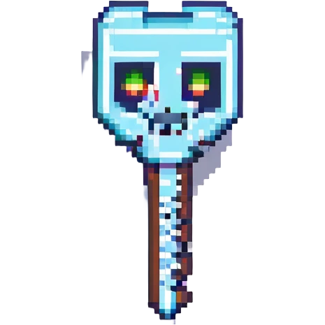 lockpick modeled after a real-life lockpick, Minecraft pixel art style, metallic emoji