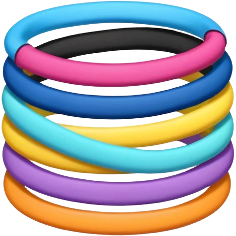 hair tie for tying hair，colourful，三根叠在一起，交错着叠 emoji