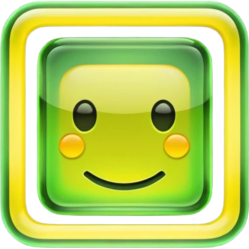A glowing neon square in shades of yellow and green, transparent background emoji