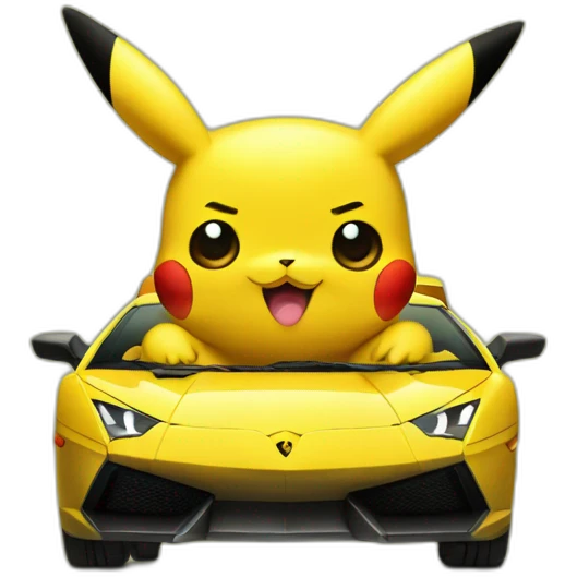 Pikachu avec une lamborghini emoji