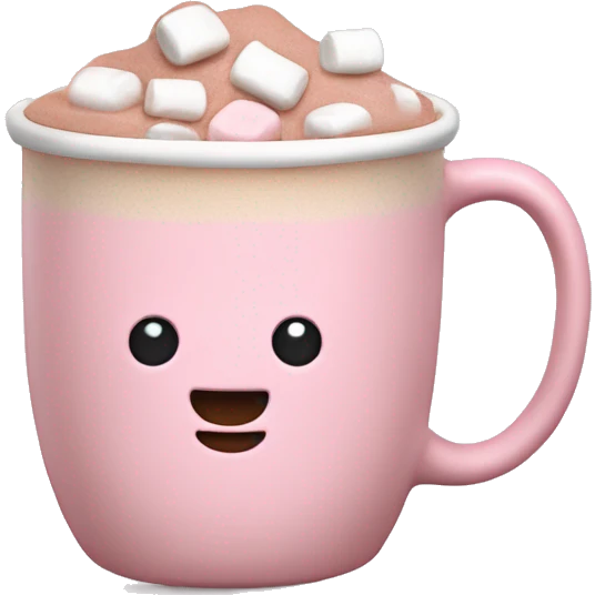 Light Pink mug of hot chocolate with marshmallows  emoji