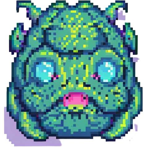 slime monster pixel art with a cute face emoji