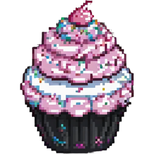 pixel art cupcake with pink frosting and sprinkles emoji