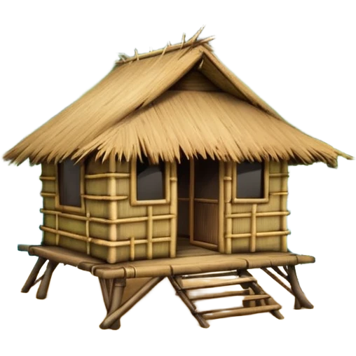 bamboo hut in Volcano Island emoji