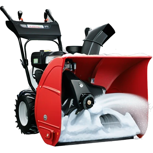 Red snow blower blowing snow in winter emoji