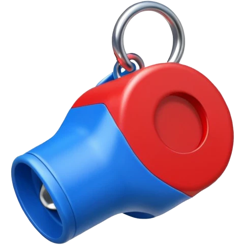 whistle in blue (#00A3E0) and red (#F9423A)  emoji