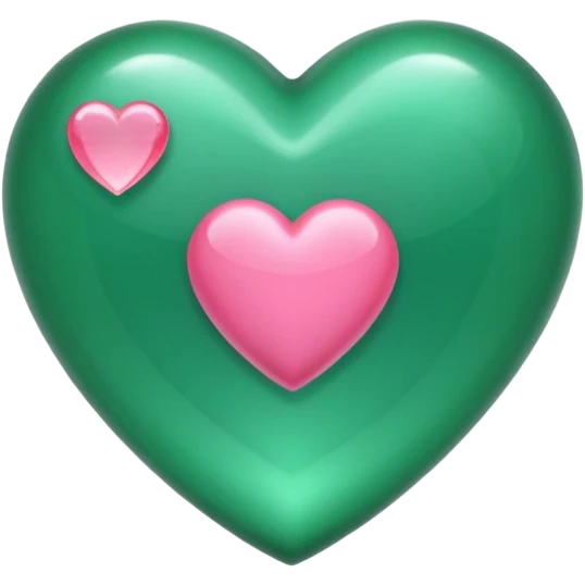 emerald heart with one mini pink heart inside of it  emoji