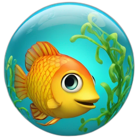 3d sphere with a cartoon hypnotic vine Tropical Fish skin texture emoji