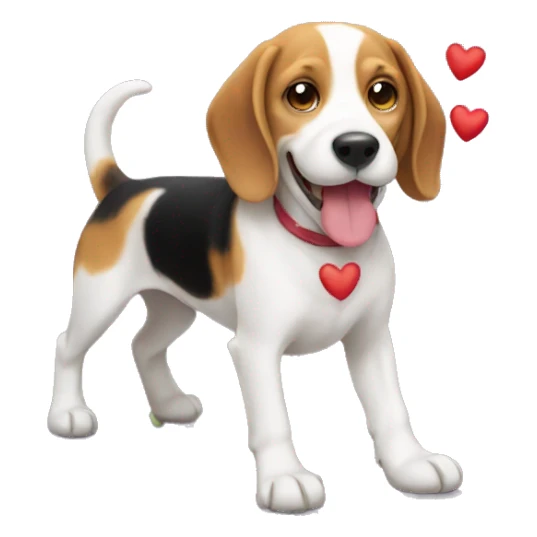 Happy beagle with hearts sticker