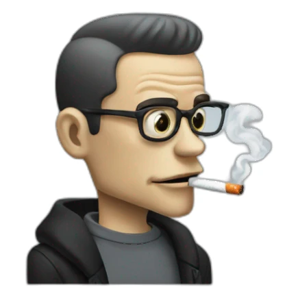 Mr robot smoking a cigarette sticker