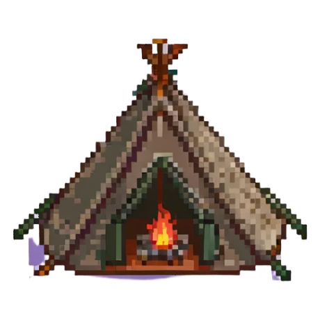 green and yellow camping tent sticker