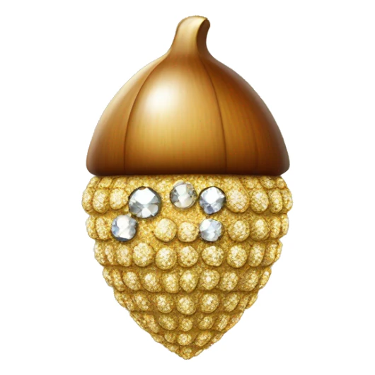 sparkling diamond Acorn, gold stem sticker