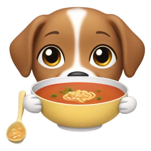 Dog eating soup sticker
