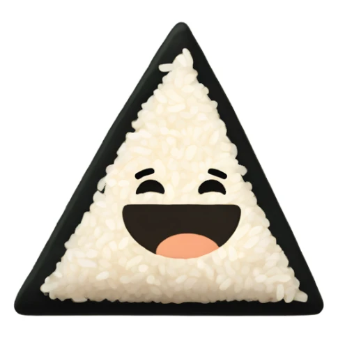 Rice in a triangle wrapped with nori sticker