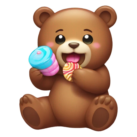 Kawaii bear eating candy  sticker
