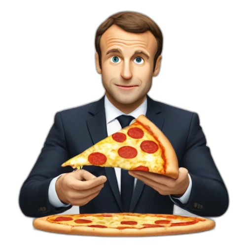 Macron en train de manger une pizza sticker