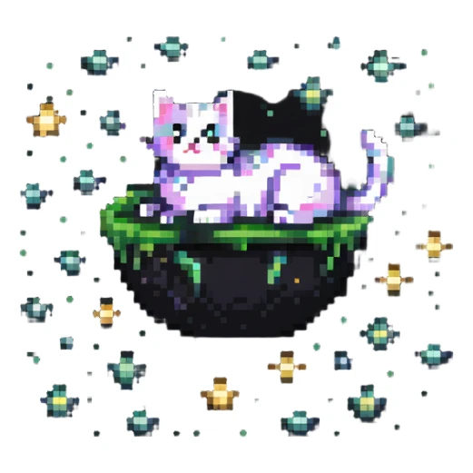 cat floating in space with stars sticker